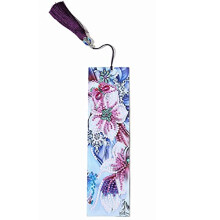 5D DIY Leather Diamond Painting Bookmark Kit with Tassel, Special Shaped Sparkling Design, Color E