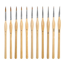 Miniature Paint Brushes Set 11 Pcs with Ultra Fine Tip Precision, Ergonomic Triangular Handle for Acrylic, Watercolor and Model Detailing