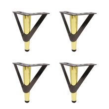 Metal Furniture Legs Set of 4, HeavyDuty Steel Support, Modern Black and Gold Sofa Legs 7 Inch