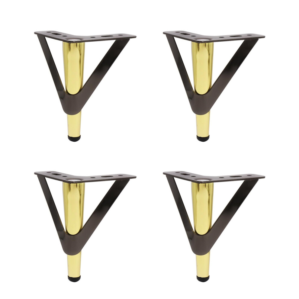 Metal Furniture Legs Set Of 4, Heavyduty Steel Support, Modern Black And Gold Sofa Legs 7 Inch 9351714729635