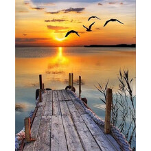 Paint by Numbers Landscape River Scenery Canvas 30x40cm DIY Oil Painting Kit for Adults and Kids