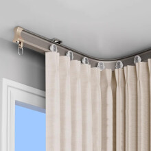 Flexible Ceiling Curtain Track 3.3ft Brown, Durable Aluminum Curved Rail for Bay Window and Room Divider