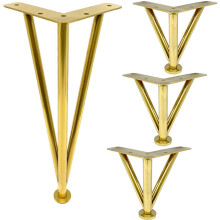 4Piece Adjustable Furniture Legs Set Gold 9in and 5in, Heavy Duty Metal Sofa Legs with Floor Protection Base