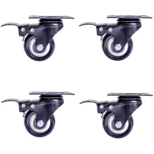 Heavy Duty Swivel Caster Wheels 7x5cm with Brake, Silent Smooth Rolling, Rust‑Resistant Metal Frame