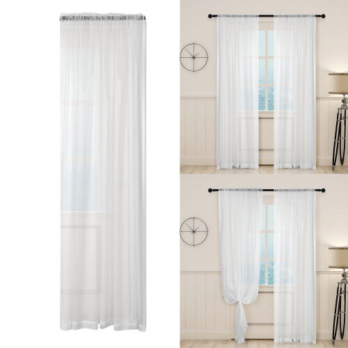 Privacy Sheer Curtains Sturdy Polyester Materials-150 46 White 1