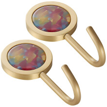 Set of 2 Brass Wall Hooks, Retro Self Adhesive Coat and Bag Hangers for Bathroom, Bedroom, NoDrill Installation