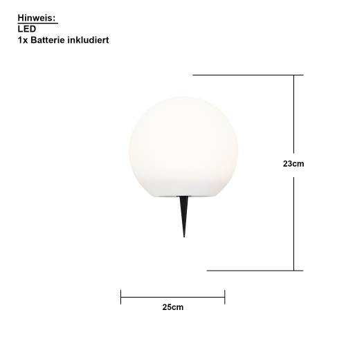 Solarkugel ,Globy' mit Erdspieß, kabellos, Dämmerungssensor, warmweiß, Ø 25 cm 2