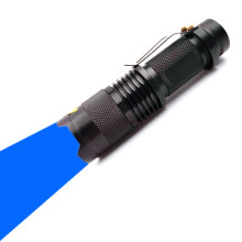 Blue LED Flashlight with Clip Adjustable Focus for Hunting and Fishing Enhanced Blood Visibility