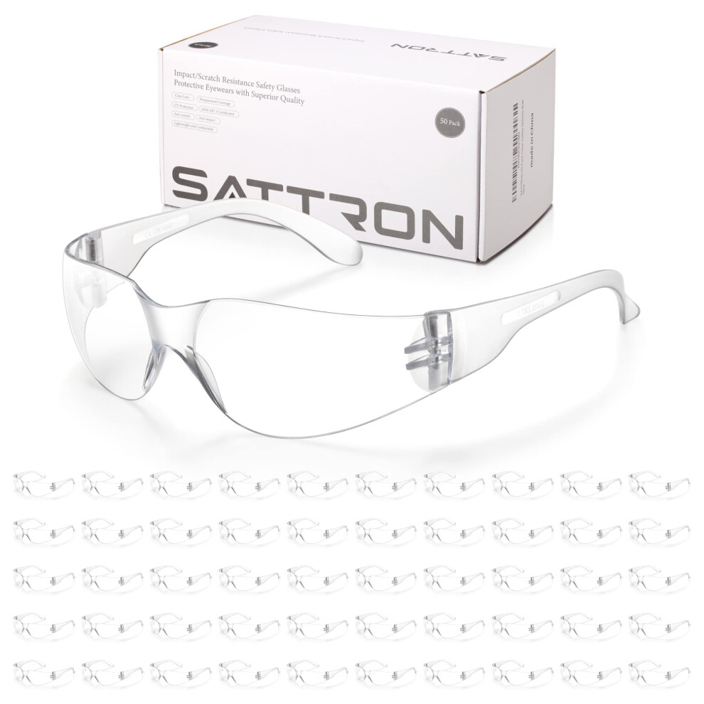 Clear Safety Glasses Bulk 50 Pack, Ansi Z87.1 Protective Eyewear, Scratch Resistant, Lightweight Wraparound For Work, Lab, Construction 9045646521312