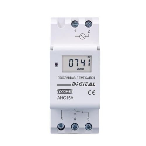 Din Rail Digital Timer Switch 220V 7 Days Programmable Time Relay with Battery Backup and Manual Override