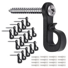 20PCS Outdoor String Light Hooks 3.4 Inch Windproof Screw Hooks for Plants and Patio Use Black