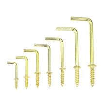 Brass Plated Square Bend Hooks 1.5in 20pcs, Durable Self Tapping L Shaped Hooks for Hanging and DIY