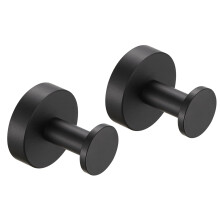 Matte Black Towel Hooks for Bathroom Wall Mounted, Waterproof Rustproof Heavy Duty Space Aluminum 2 Pack