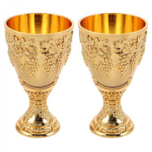 2 copas de vino de metal con grabado floral de aleación de zinc vintage hechas a mano - Copa medieval para fiesta de Navidad