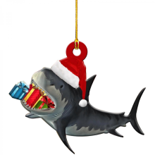 (Stil 1) Haifischförmige Aufhänger, Acryl, Weihnachtsbaumschmuck, für drinnen und draußen, hängende Dekoration, Festival-Autozubehör