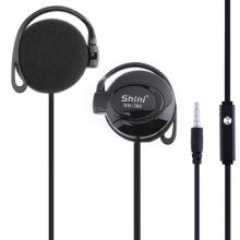(Black)SHINI SN-360 Ear Hook Headsets 3.5mm Wired Stereo Earphone Game Sports Headphone with for Phone Headset