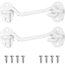 Set mit 2 Temptes-Haken (100 mm, weiß), Bolatus aus Edelstahl mit Illet, für Tür, Garage, Fenster, Kabine, Tür – weiß 4 Zoll