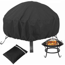 Large Fire Pit Covers Waterproof Round, Heavy Duty 420d Oxford Anti-uv, Black, 85 X 40cm