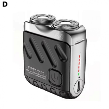(Nero) Mini rasoio portatile a doppia testina ricaricabile