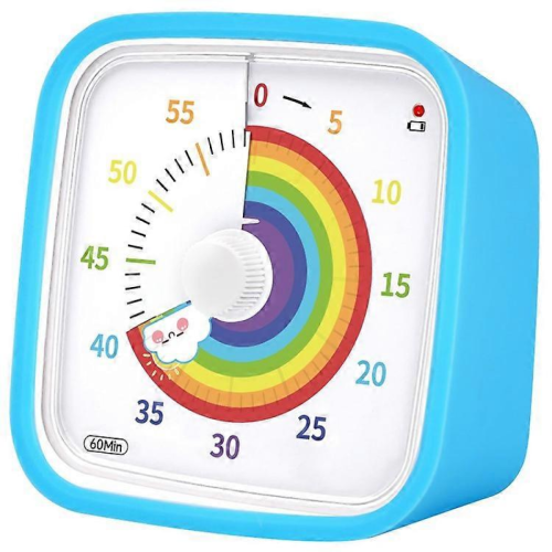 (Blue)VT01 Visual Timer with Protective Case Rainbow Disk 60 Minute Countdown Timer for Kids and Adults