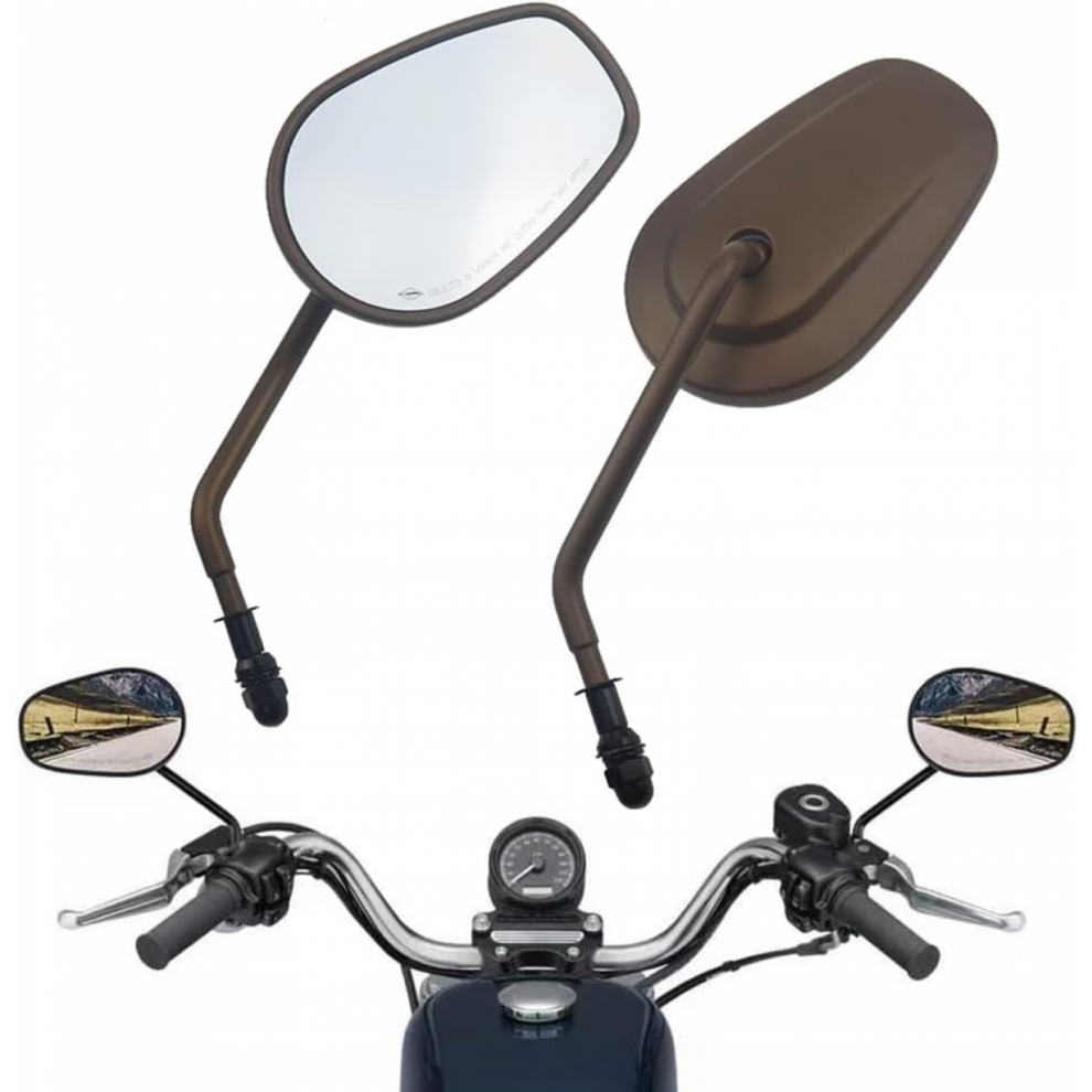 Universal Oval 8Mm 10Mm Motorcycle Rear View Side Mirrors, Compatible With Honda, Suzuki, Cruiser, Chopper, Yamaha, Kawasaki 6485316909799