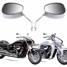 Chromen motorfiets stuur achteruitkijkspiegels, 10 mm, compatibel met Honda, Kawasaki, Suzuki Cruiser scooters