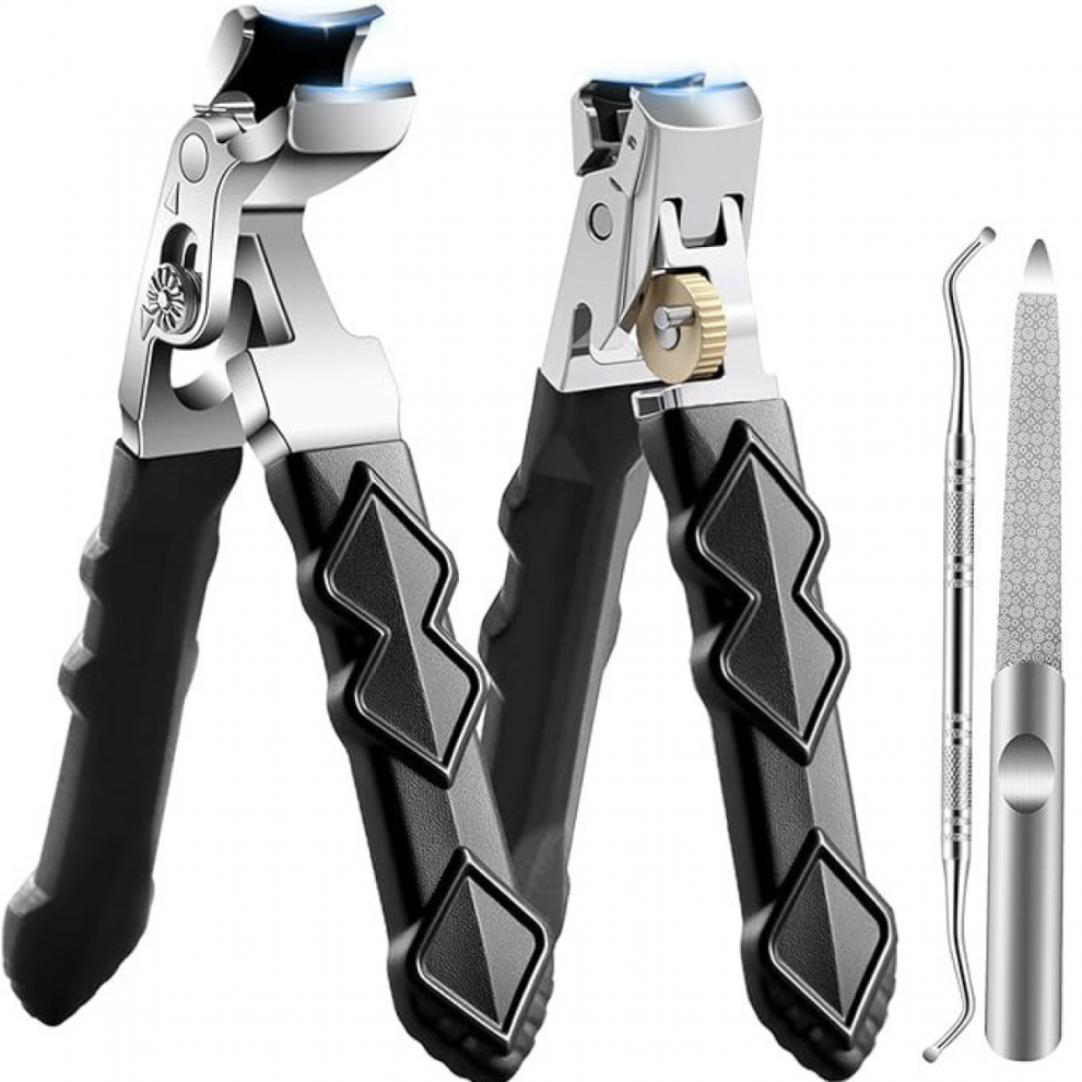 4PCS Toe Nail Clippers for Thick Nails for Seniors, Angled Head Large Toenail Clippers for Men