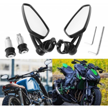 Universelle 7/8-Zoll-Lenkerend-Seitenrückspiegel, kompatibel mit Rennsport-Motorrädern, Rollern, Honda und Yamaha (22 mm)