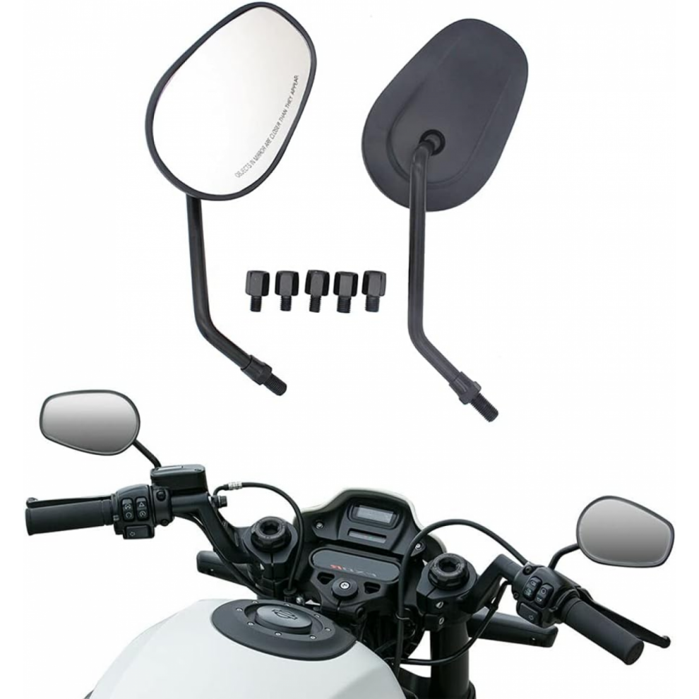 Universal Oval 8Mm 10Mm Motorcycle Rear View Side Mirrors, Compatible With Honda, Suzuki, Cruiser, Chopper, Yamaha, Kawasaki 6485316909744