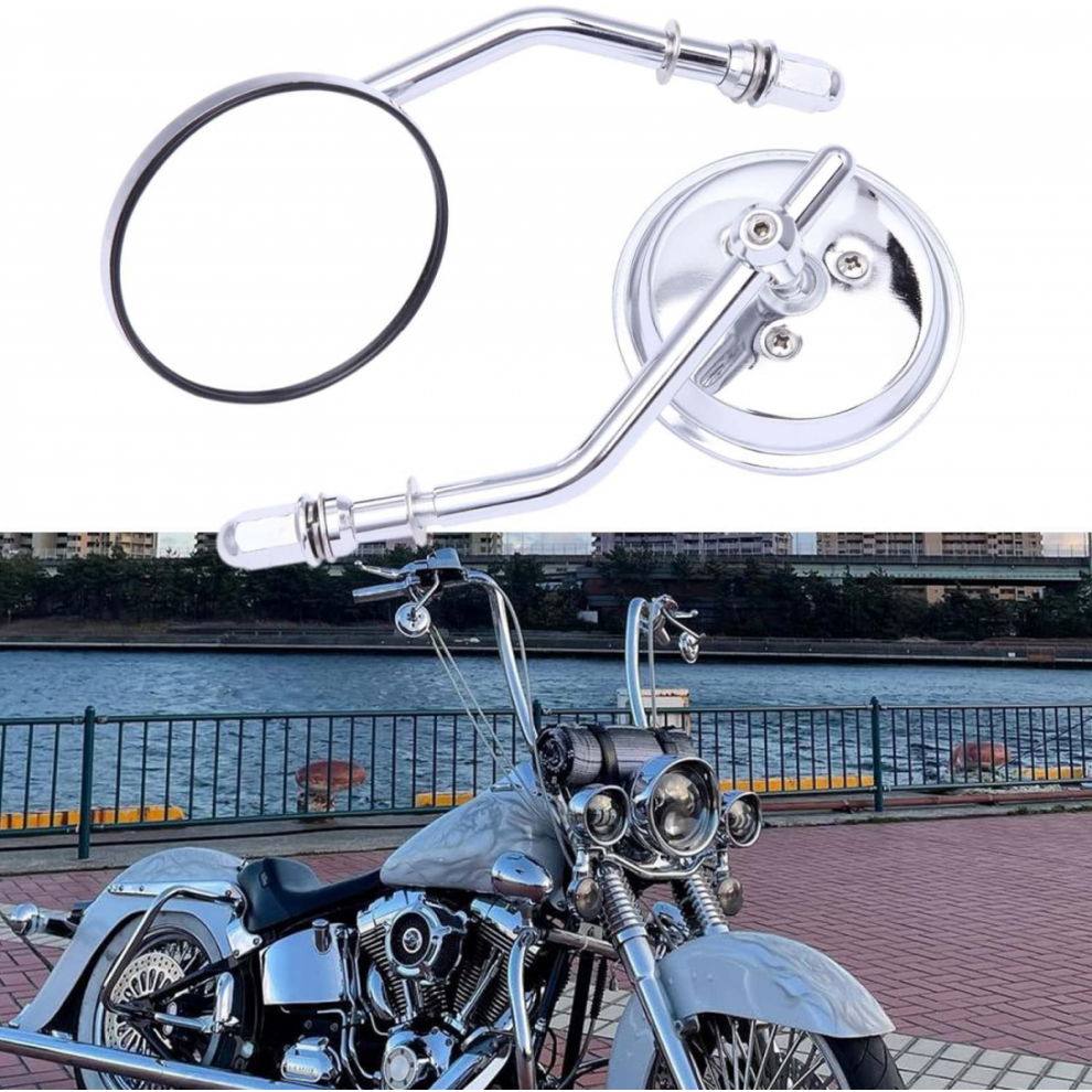 8Mm 10Mm Mini Oval Motorcycle Rearview Mirrors, Compatible With Dyna, Softail, Touring, Sportster 883, 1200, Electra Glide, Black 6485316909690