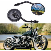 Schwarze 8 mm 10 mm Mini-Oval-Motorrad-Rückspiegel, kompatibel mit Dyna, Softail, Touring, Sportster 883, 1200, Electra Glide, Cruis