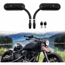 Zwarte 8 mm 10 mm mini ovale motorfiets achteruitkijkspiegels, compatibel met Dyna, Softail, Touring, Sportster 883, 1200, El