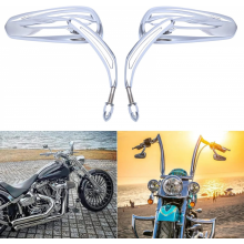 Zwarte 8 mm motorfiets achteruitkijkspiegel, holle stijl, compatibel met Harley Bobber Cruiser Custom MT