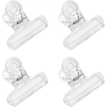 Plastic Chip Clips, 4-Pack Clear Hinge Style Food Bag Sealers, Durable Plastic Clamping Clips for Kitchen Use