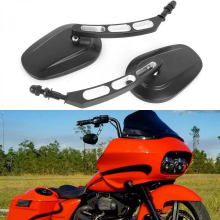 Zwarte 8 mm motorfiets achteruitkijkspiegel, holle stijl, compatibel met Harley Bobber Cruiser Custom MT
