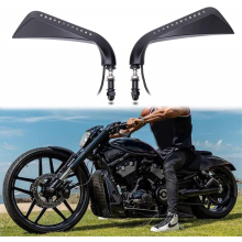Zwarte motorfiets stuur achteruitkijkspiegels met richtingaanwijzer, 8 mm compatibel met Road King, Sportster, Street Glide,