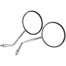 Set van 2 motorfiets achteruitkijkspiegels, 10 mm linker- en rechterachteruitkijkspiegel, ronde zilveren motorfiets achteruit