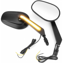 2 Motorrad-Rückspiegel mit LED-Blinkern, kompatibel mit Harley-Davidson (Schwarz/Silber)