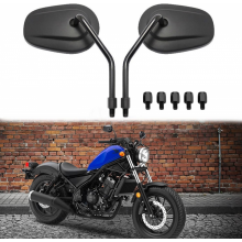 Rétroviseurs latéraux de guidon de moto noirs avec clignotants, 8 mm, compatibles avec Road King, Sportster, Street Glide, Electra,