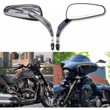 Rétroviseurs latéraux noirs de 8 mm pour moto - Style creux pour Harley Bobber, Cruiser, Custom, MT
