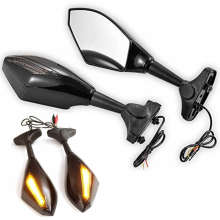 Paar Universal-Motorrad-Rückspiegel mit LED-Blinkern, Pfeil-Motorradanzeige, kompatibel mit Honda, Kawasaki, Suzuki, Yamaha