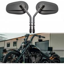 Schwarze Motorrad-Lenker-Rückspiegel mit Blinker, 8 mm, kompatibel mit Road King, Sportster, Street Glide, Electra, Dyna, Softail, U