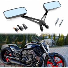 Schwarzer rechteckiger Motorrad-Lenkerrückspiegel, 8 mm/10 mm, für Harley Softail, Sportster, Chopper, Bobber