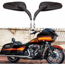 Rétroviseurs latéraux noirs de 8 mm pour moto - Style creux pour Harley Bobber, Cruiser, Custom, MT