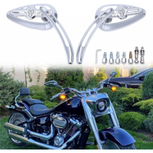 Rétroviseurs latéraux 8 mm/10 mm – Tête de mort chromée en forme de larme pour Harley Dyna, Electra Glide, Street Glide, Road King,