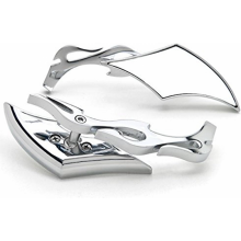 Chrome Twisted Flame achteruitkijkspiegels, motorcruiserbouten, compatibel met Suzuki, Honda, Kawasaki