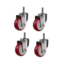 4 Inch Heavy Duty Industrial Casters with Dual Brake, M12 Threaded Stem Polyurethane Wheels Set of 4