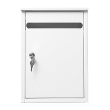 White Wall Mounted Mailbox with Secure Locking Door, Large Capacity, Weather‑Resistant Metal Design