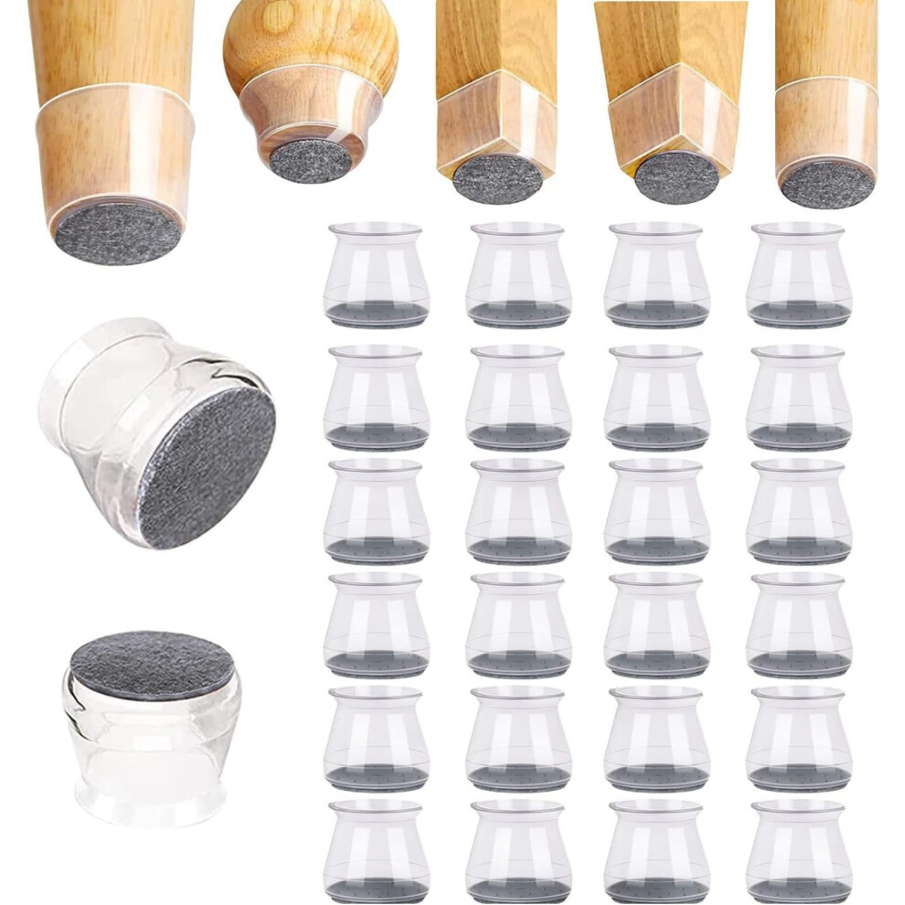 24Pcs Chair Leg Floor Protectors, Silicone Chair Leg Caps For Wooden Floors, Noise Reduction, Scratch 9045646521961