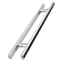 Aluminum Alloy Door Handle Set, Modern Silver Black Push Pull Bar for Glass and Wooden Doors, RustResistant 2Pack